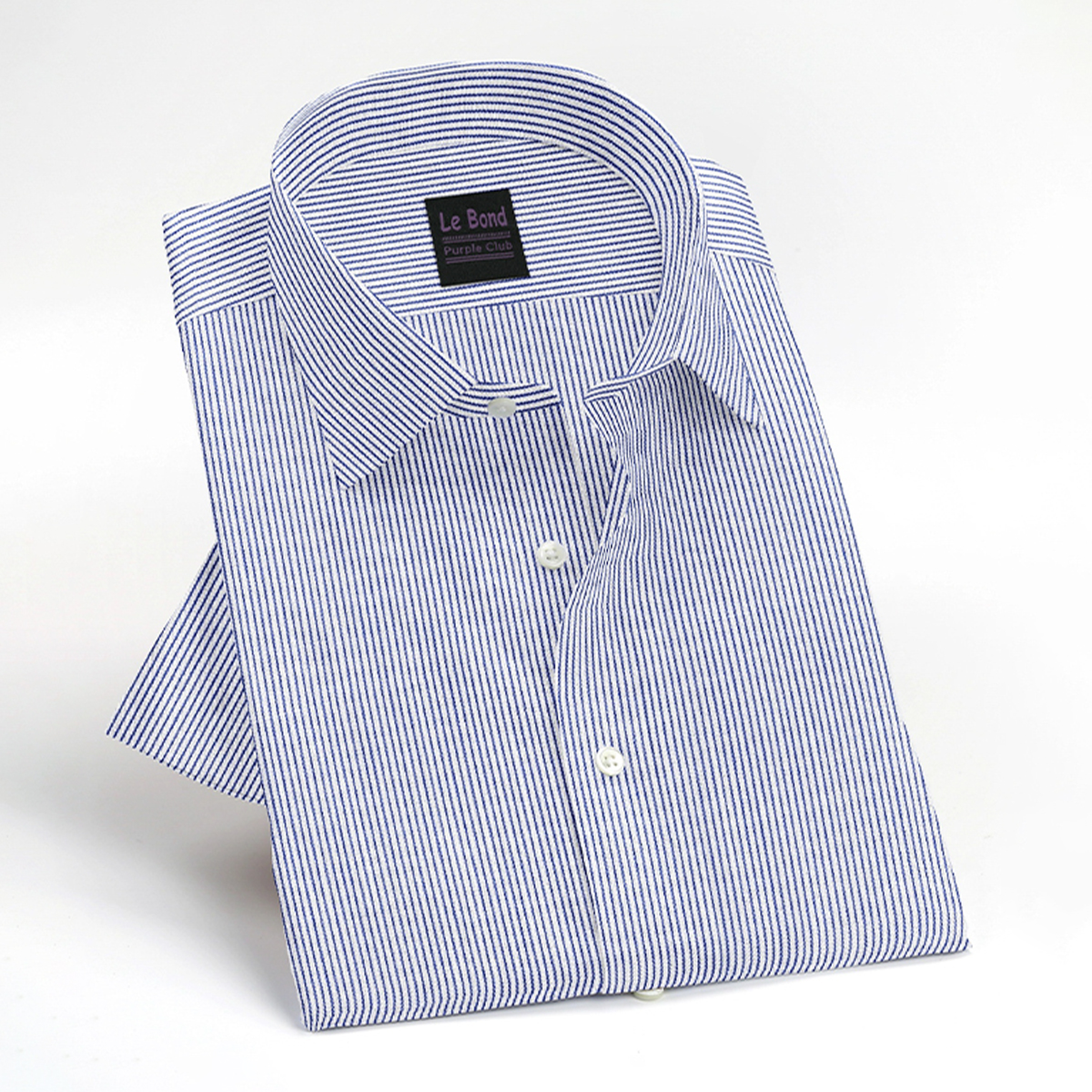 Le Bond Purple Club Blue Slim Fit Long Sleeve Men’s Shirt - Image 3
