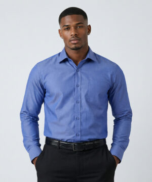 Le Bond Purple Club Dark Blue Slim Fit Long Sleeve Men’s Shirt