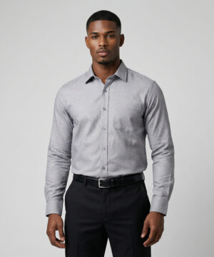 Le Bond Purple Club Grey Slim Fit Long Sleeve Men’s Shirt