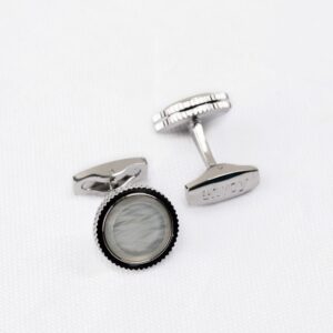 Envoy Classic Men’s Nickel Plated Silver Monarch Circle Cufflinks