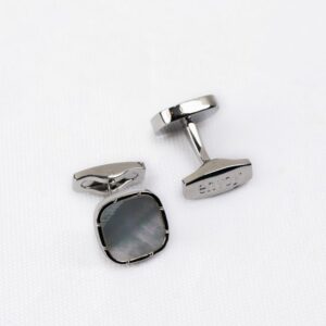 Envoy Classic Men’s Nickel Plated Silver Pearl Square Cufflinks