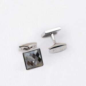 Envoy Classic Men’s Nickel Plated Silver Diamond Veil Cufflinks