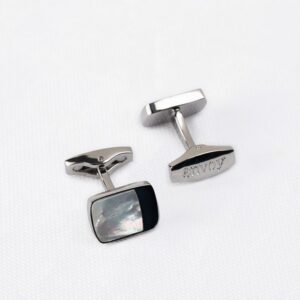 Envoy Classic Men’s Nickel Plated Silver Pearl Eclipse Cufflinks