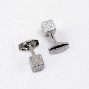 Envoy Classic Men’s Nickel Plated Silver Frosted Cube Cufflinks