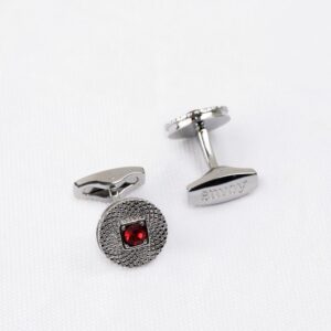 Envoy Classic Men’s Nickel Plated Silver Crimson Crest Cufflinks