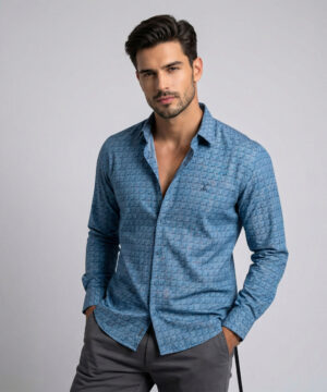 Envoy Sport Men’s Blue Square Design Tailor Fit Shirt