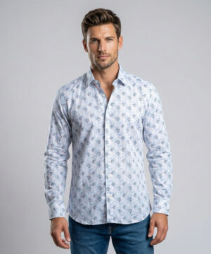 Envoy Sport Men’s White Printed Design Tailor Fit Shirt