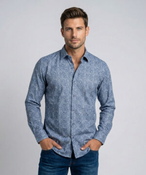 Envoy Sport Men’s Blue Printed Design Tailor Fit Shirt