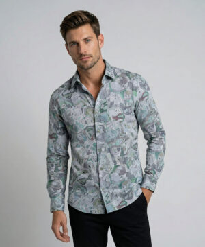 Envoy Sport Men’s Green Printed Design Tailor Fit Shirts
