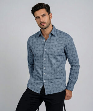 Envoy Sport Men’s Grey Printed Design Tailor Fit Shirt