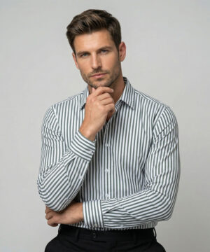 Envoy Sport Men’s Green Striped Design Tailor Fit Shirt