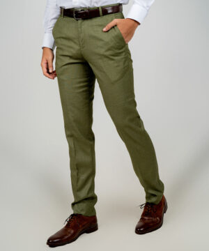 Envoy Classic Men’s Slim Fit Green Formal Trouser