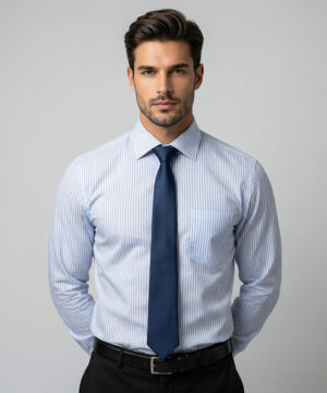 Envoy Classic Men’s Blue Striped Design Regular Fit Shirt