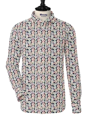 Envoy Classic Multicolor Floral Cotton Lycra Shirt
