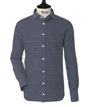 Envoy Classic White & Blue Dotted Cotton Lycra Shirt