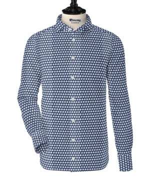 Blue & White Floral Cotton Lycra Shirt