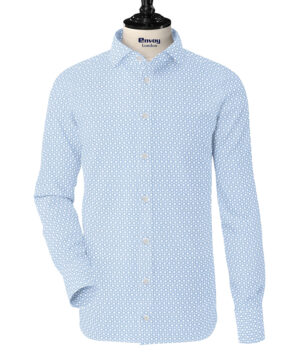 Blue & White Patterned 100% Cotton Shirt