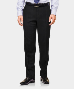 Black Plain Wool Blend Trouser Fabric