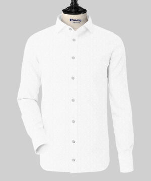 Raymond White Cotton-Viscose Shirting Fabric with Floral Design