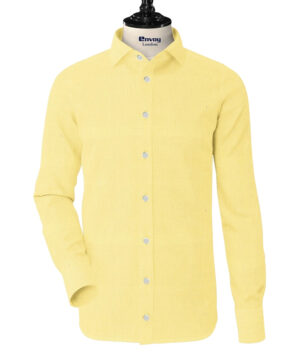 Raymond Yellow Cotton Shirting Fabric with Plain Pin Dots