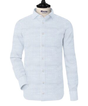 White/ Blue Check Shirting - Envoy Premium