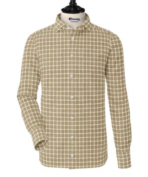 Envoy Linen Shirt - White/Beige Check Fabric