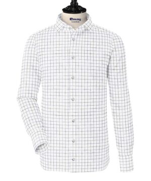 Envoy Linen Shirt - White/Blue Check