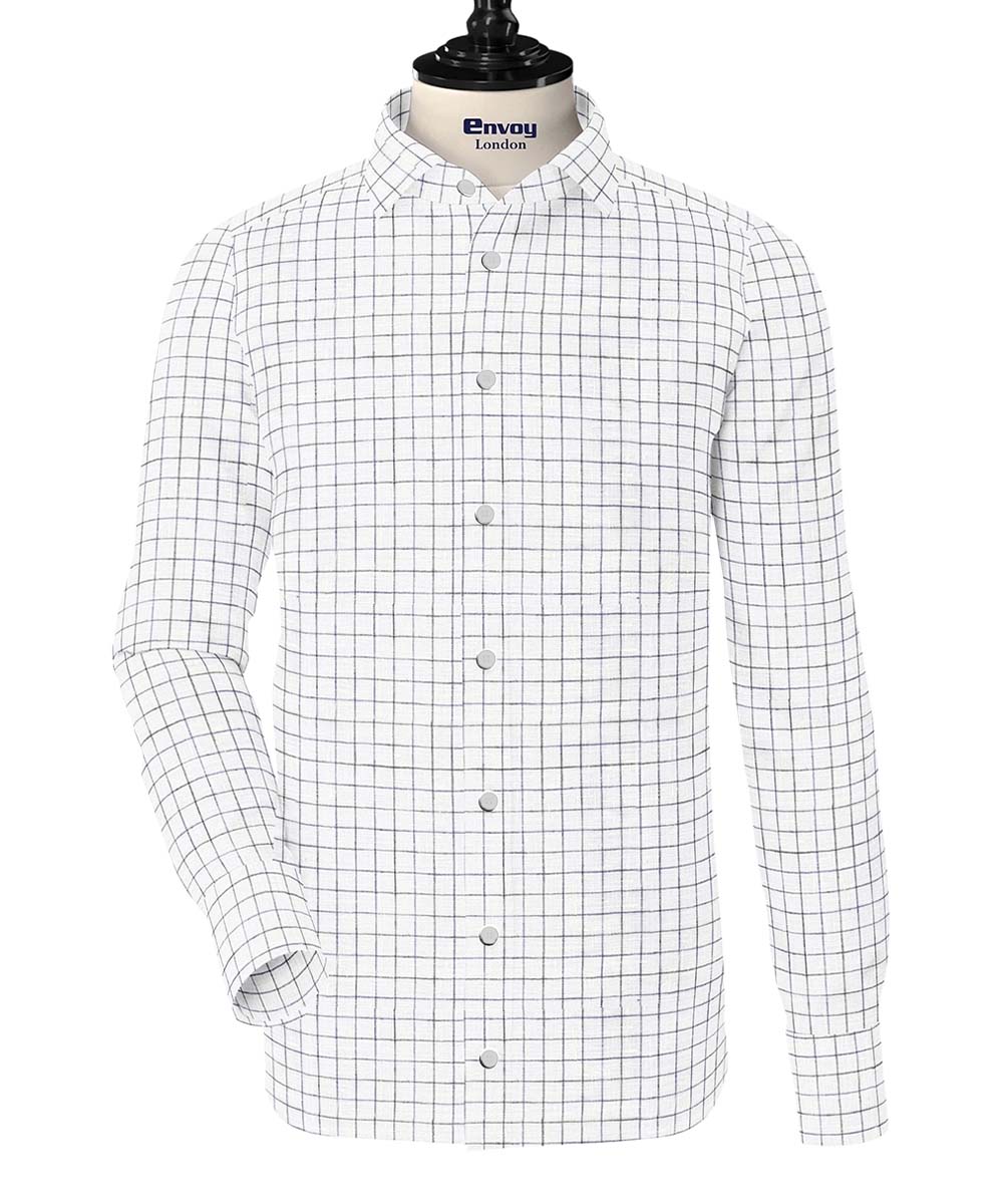 Envoy Linen Shirt - White/Blue Check