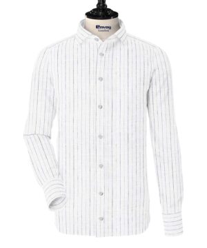Envoy Linen Shirt - White/Blue/Green Striped
