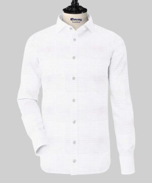Envoy Premium Crisp White Check Cotton Shirt