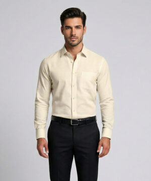 Envoy Platinum Men’s Cream Formal Wear Regular Fit Shirt