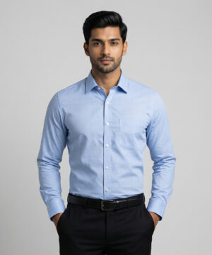 Le Bond Purple Club Men’s Light Blue Formal Wear Slim Fit Shirt
