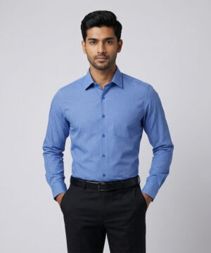 Le Bond Purple Club Men’s Blue Formal Wear Slim Fit Shirt