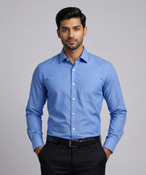 Le Bond Purple Club Men’s Blue Formal Wear Slim Fit Shirt