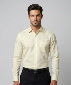 Envoy Platinum Men’s Yellow Formal Wear Regular Fit Shirt