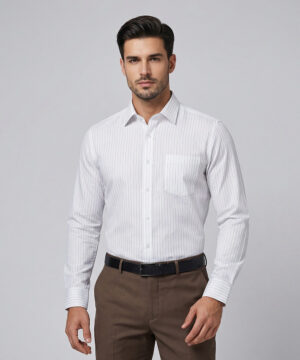 Envoy Platinum Men’s White Formal Wear Regular Fit Shirt