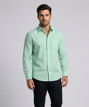 Envoy Sport Men’s Green Casual Wear Tailor Fit Shirt