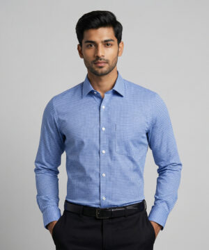Le Bond Purple Club Men’s Blue Formal Wear Slim Fit Shirt